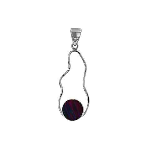 Sterling Silver Round Black Created Opal Pendant Josephs Jewelers