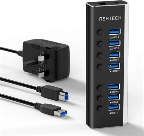 USB 3 0 Hub Alimentado RSHTECH 7 Puertos USB 3 Data Hub Splitter USB