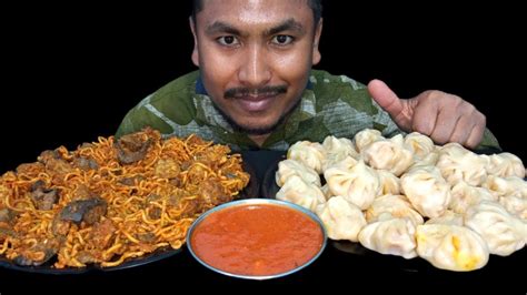 EATING SPICY CHICKEN MOMOS SPICY CHICKEN NOODLES CHALLENGE MOMO