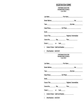 Fillable Online Registration Forms Baldwinschools Org Fax Email Print