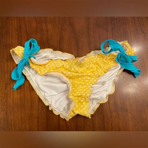 Victoria S Secret Swim Victorias Secret Cheeky Yellow Polka Dot Bikini Scrunch Bottom Size