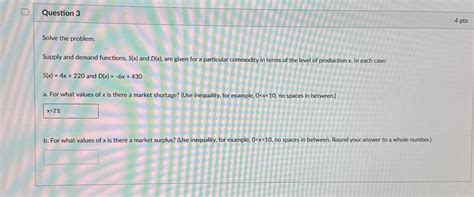 Solved Question Ptssolve The Problem Supply And Demand Chegg