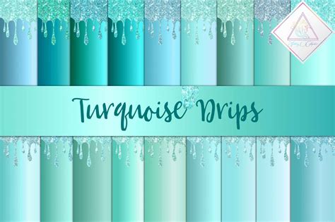 Turquoise Drips Drippings Textures Liquid Glitter Digital Etsy In