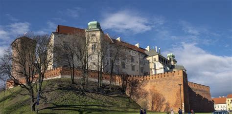 Large Panoramic View Of Wawel Castle Castle Located In Central Krakow