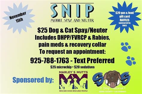 Dog And Cat Spayneuter Appointments Available For November 15th Clinic