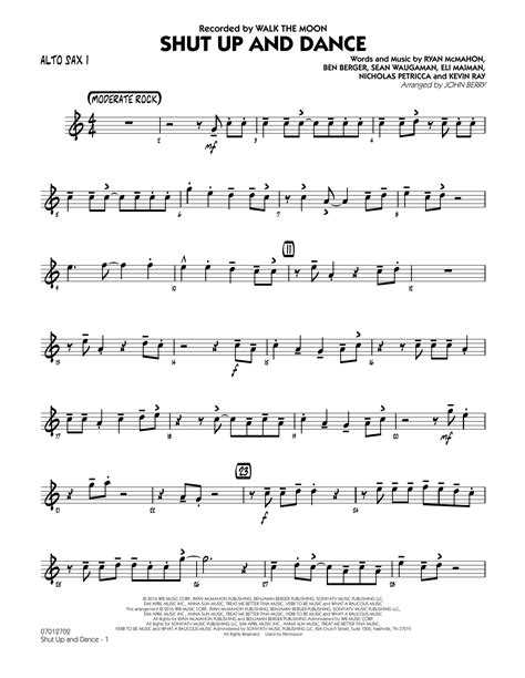 Shut Up And Dance Alto Sax 1 By John Berry Sheet Music For Jazz