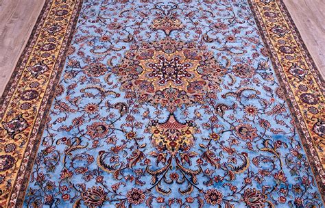 Silk Persian Rug - Persian Isfahan Blue Rug - Beautiful Rugs