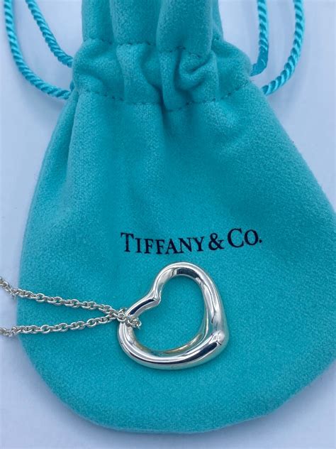 Tiffany And Co Elsa Peretti Small Open Heart Pendant Necklace Etsy