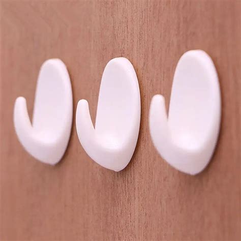 5pcsset Kitchen Bathroom Sticky Holder Wall Door Hook White Plastic