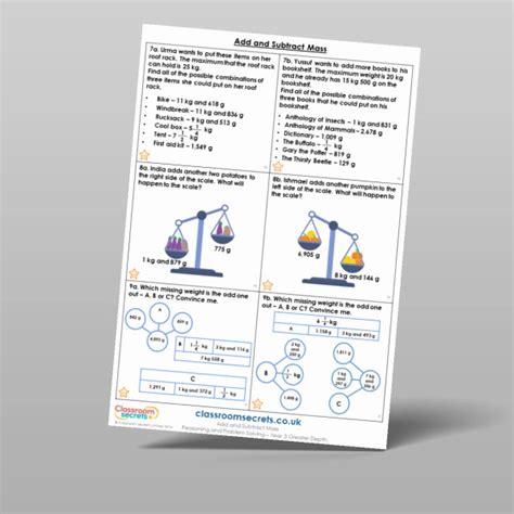 Add And Subtract Mass Reasoning And Problem Solving Resource