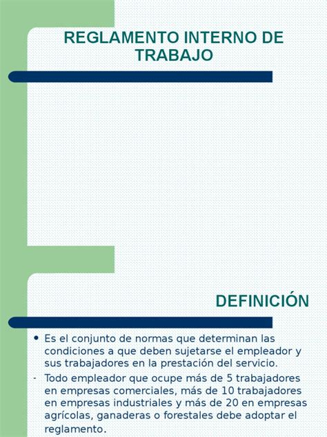 Reglamento Interno De Trabajo Derecho Laboral Regulación