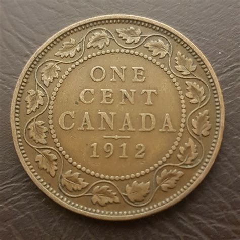 Canada 1 Cent 1912 George V Canadian Penny Copper Coin Large Cent