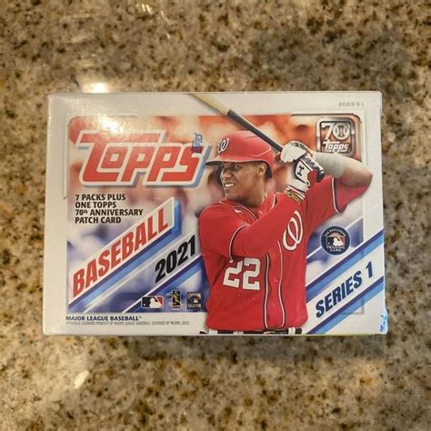 Verified 2021 Topps Series 1 Baseball Blaster Box 70th Anniversary