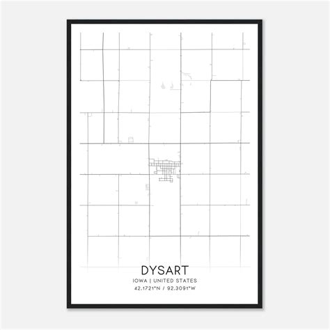 Dysart Iowa Map Poster, Modern Home Decor Wall Art Print - Custom Maps