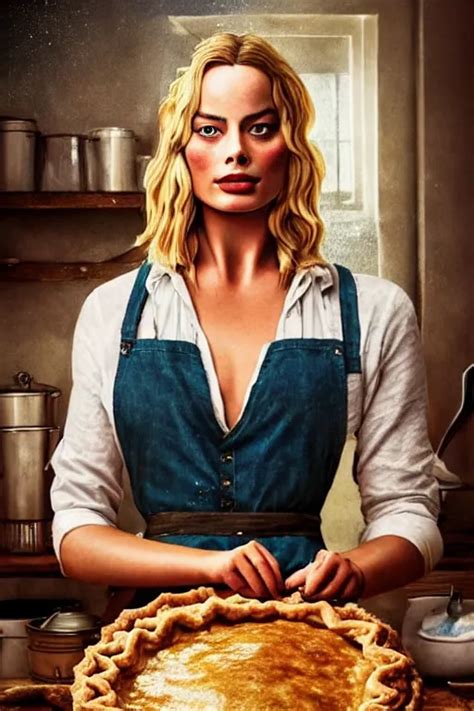 Romanticism Painting Of Margot Robbie In A Stable Diffusion