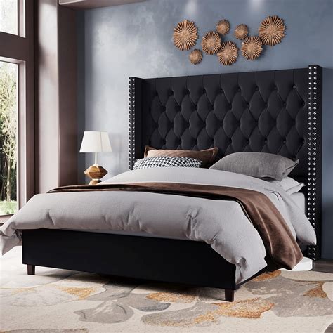 Amazon Jocisland Velvet Upholstered Bed Frame Queen Size 61 4