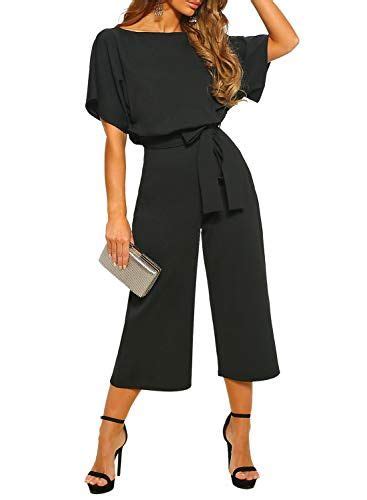 SIDEFEEL Sommer Lang Jumpsuit Damen Elegant Kurzarm Rundhals Playsuit