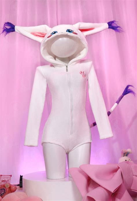 Tailmon Derivative Sexy Hooded Bodysuit Deep V Kawaii One Piece Lingerie Rompers