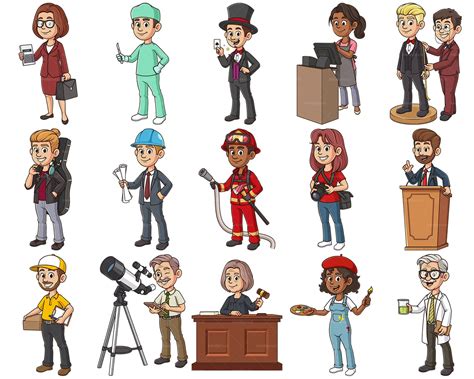 72 People Exercising Professions Vector Clip Art Bundle Friendlystock