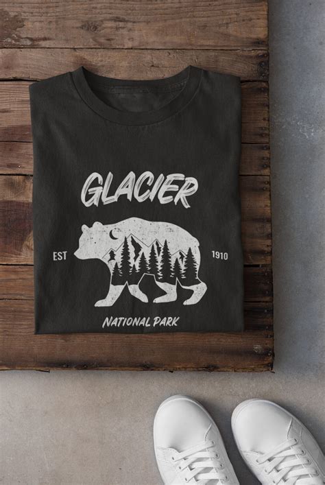 Glacier National Park Grizzly Bear Shirt Glacier Park Shirt Hiking Wildlife Shirt National Park