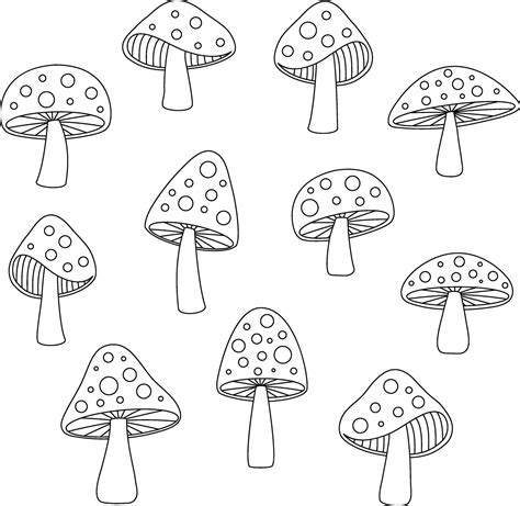 Black Outline Hand Drawn Mushrooms 2267652 Vector Art At Vecteezy