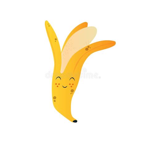 Cute Ripe Banana Funny Fruit Cartoon Character With Funny Face Vector