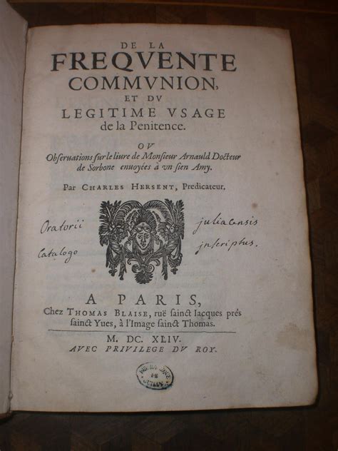 De La Frequente Communion Et Du Legitime Usage De La Penitence Ou