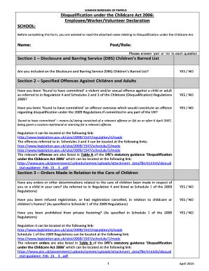 Fillable Online Staff Disqualification Declaration Form Human Resources