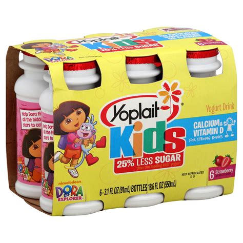 Yoplait Kids Yogurt Drink, Nickelodeon Dora the Explorer, Strawberry, 6 - 3.1 fl oz (91 ml ...