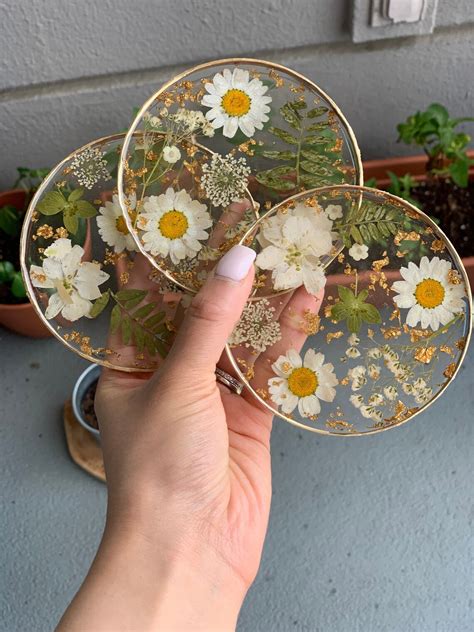 Resin Coasters Dried Flower Coasters Pressed Flowers Etsy Uk