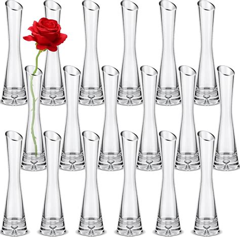 Lallisa Set Of 18 Tall Glass Vase For Centerpieces Bud Vase Single Rose Vase Small