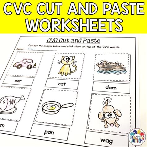 Free Cvc Cut And Paste Worksheets