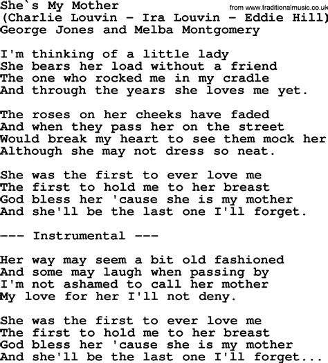 She`s My Mother By George Jones Counrty Song Lyrics