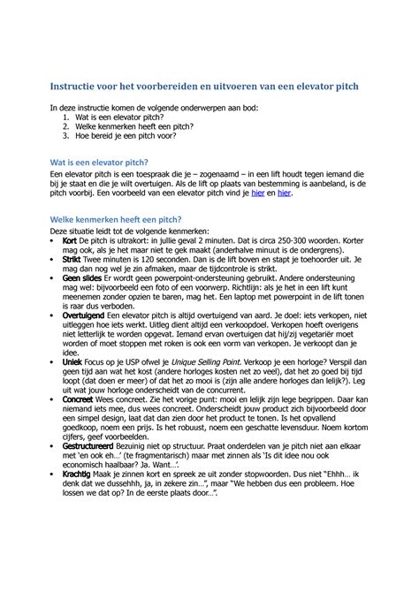 Instructie Voor Het Voorbereiden Van Een Elevator Pitch Instructie