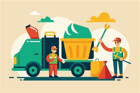 Premium Vector An Illustration Of Two Workers Loading A Green