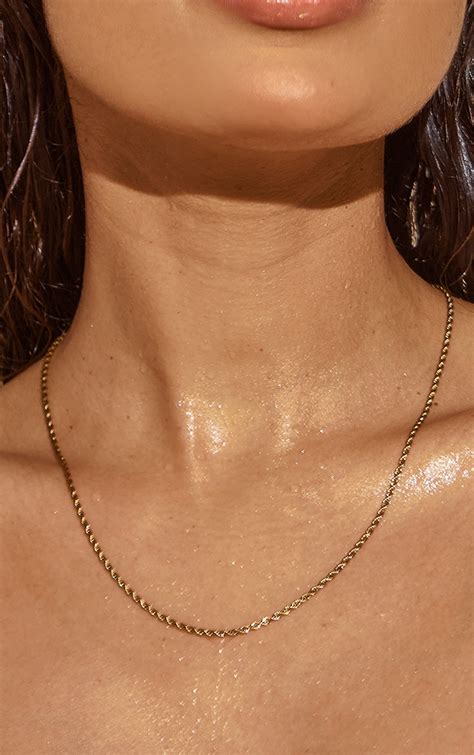 Collier résistant à l eau corde torsadée en acier inoxydable doré