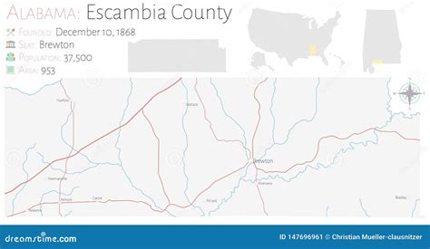 Map Of Escambia County In Alabama Stock Vector Illustration Of