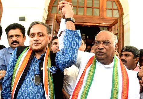 New Delhi Congress Leader Shashi Tharoor Meets Newly Elected Congress President Mallikarjun Kharge