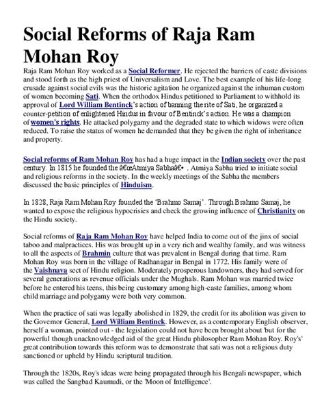 (PDF) Social Reforms of Raja Ram Mohan Roy