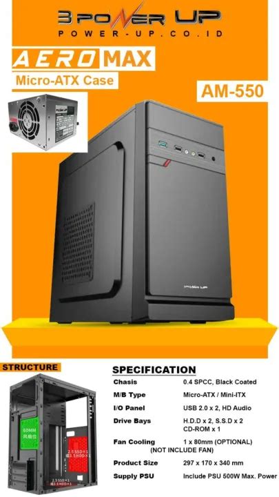 Casing Power Up Micro Atx Aeromax With Psu W Lazada Indonesia