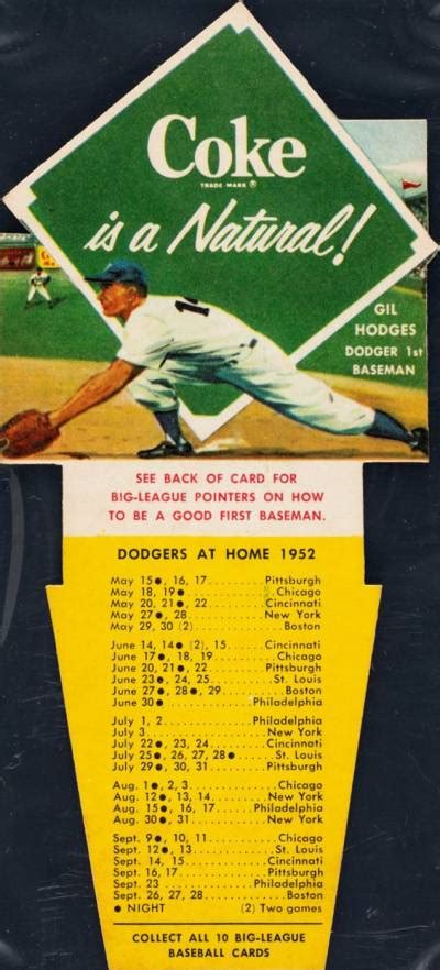 Coca Cola Playing Tips Gil Hodges Baseball Vcp Price Guide