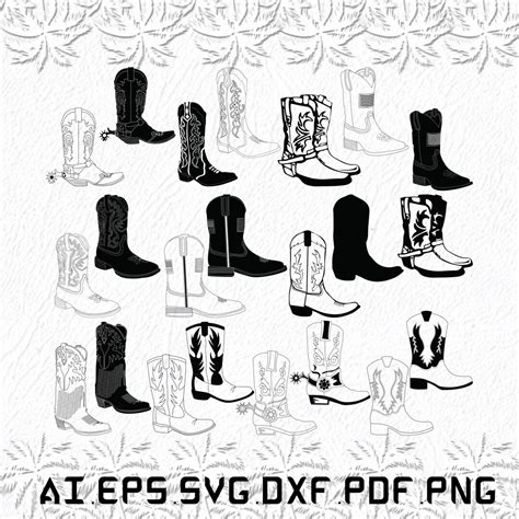 Cowboy Boots Svg Cowboy Boot Svg Cowboy Svg Boots Cow Svg Ai Pdf