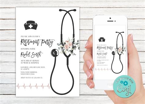 Editable Nurse Retirement Invitation Nurse Retirement Party Etsy