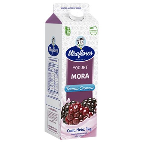 Miraflores Yogurt Carton Sabor Mora 1Kg Supermercadosantamaria