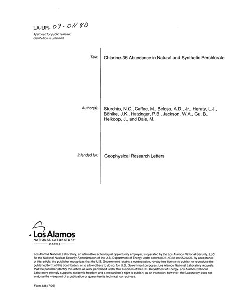 Chlorine-36 abundance in natural and synthetic perchlorate - UNT ...