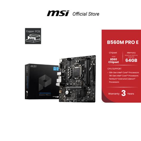 Msi Motherboard เมนบอร์ด B560m Pro E Lga 1200 Ddr4 Th