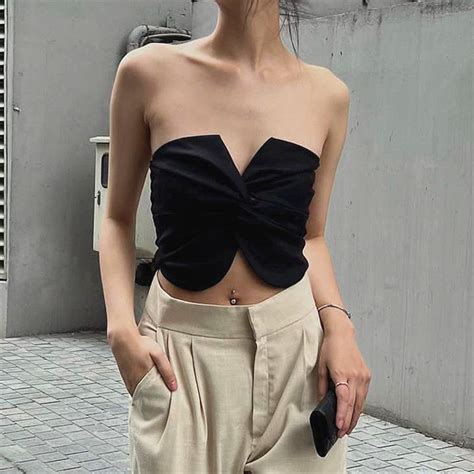 Cute Twist Front Tube Top Strapless Bandeaus Sunifty