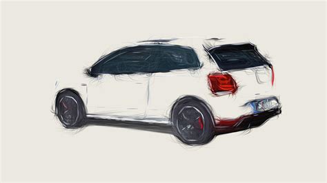 Volkswagen Polo Gti Car Drawing Digital Art By Carstoon Concept Fine