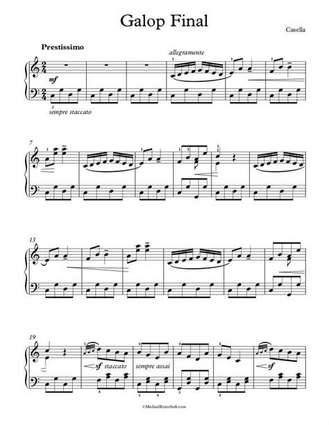 Free Piano Sheet Music – Galop Final – Casella – Michael Kravchuk