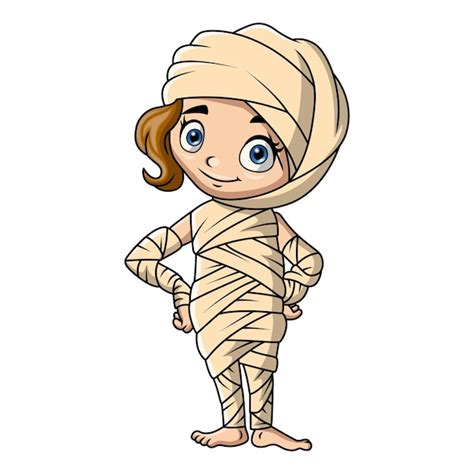 Premium Vector Cute Mummy Girl Cartoon On White Background